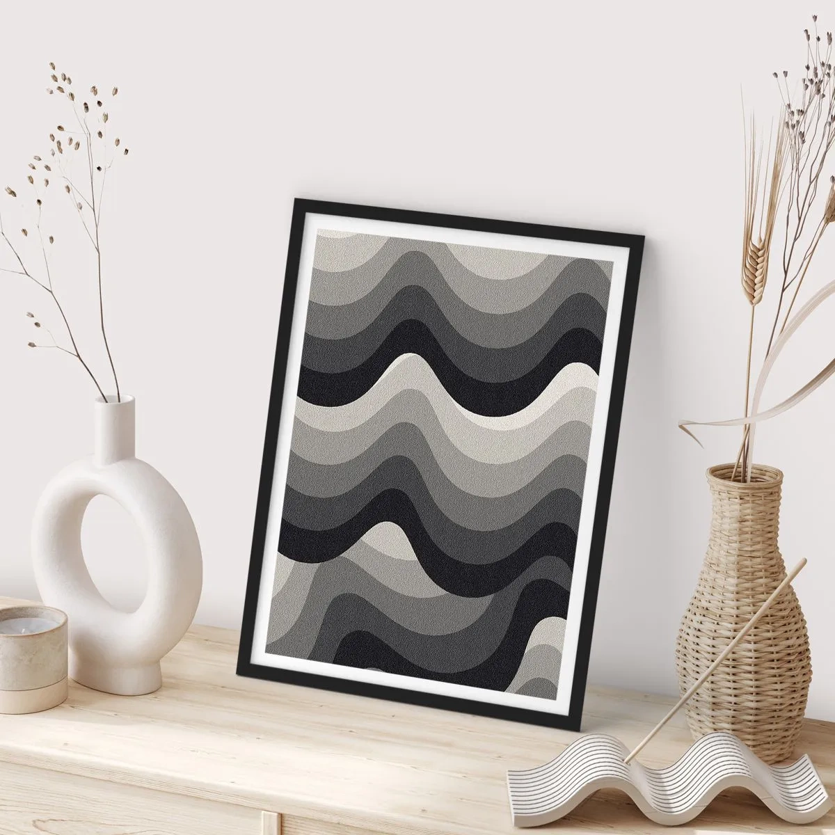 Poster in cornice nera - Un'onda dopo l'altra - 70x100 cm