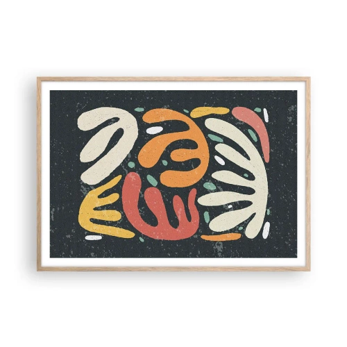 Poster in cornice rovere chiaro - Composizione: adesso ti acchiappo - 100x70 cm