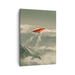 Quadro su tela - Stampe su Tela - Aereo rosso sopra le montagne innevate - 50x70cm - Pioniere senza paura - Decorazione murale moderna per soggiorno e camera da letto ARTTOR