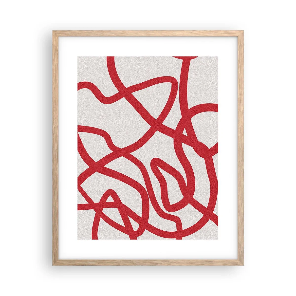 Poster in cornice rovere chiaro - Rosso su bianco - 40x50 cm