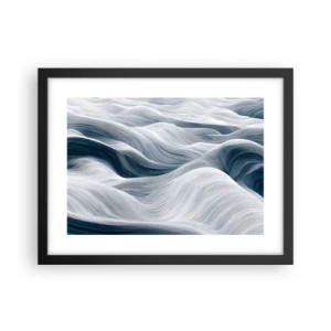 Poster in cornice nera - Onde bianche e blu - 40x30 cm