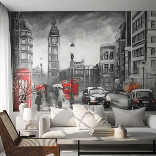 Fotomurali Premium Sand - Una città per niente grigia - Londra, Città, Architettura - 350x256 cm