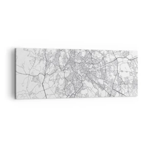 Quadro su tela - Stampe su Tela - Una mappa della città in stile minimalista con linee delicate - 140x50cm - L'anello romano - Decorazione murale moderna per soggiorno e camera da letto ARTTOR