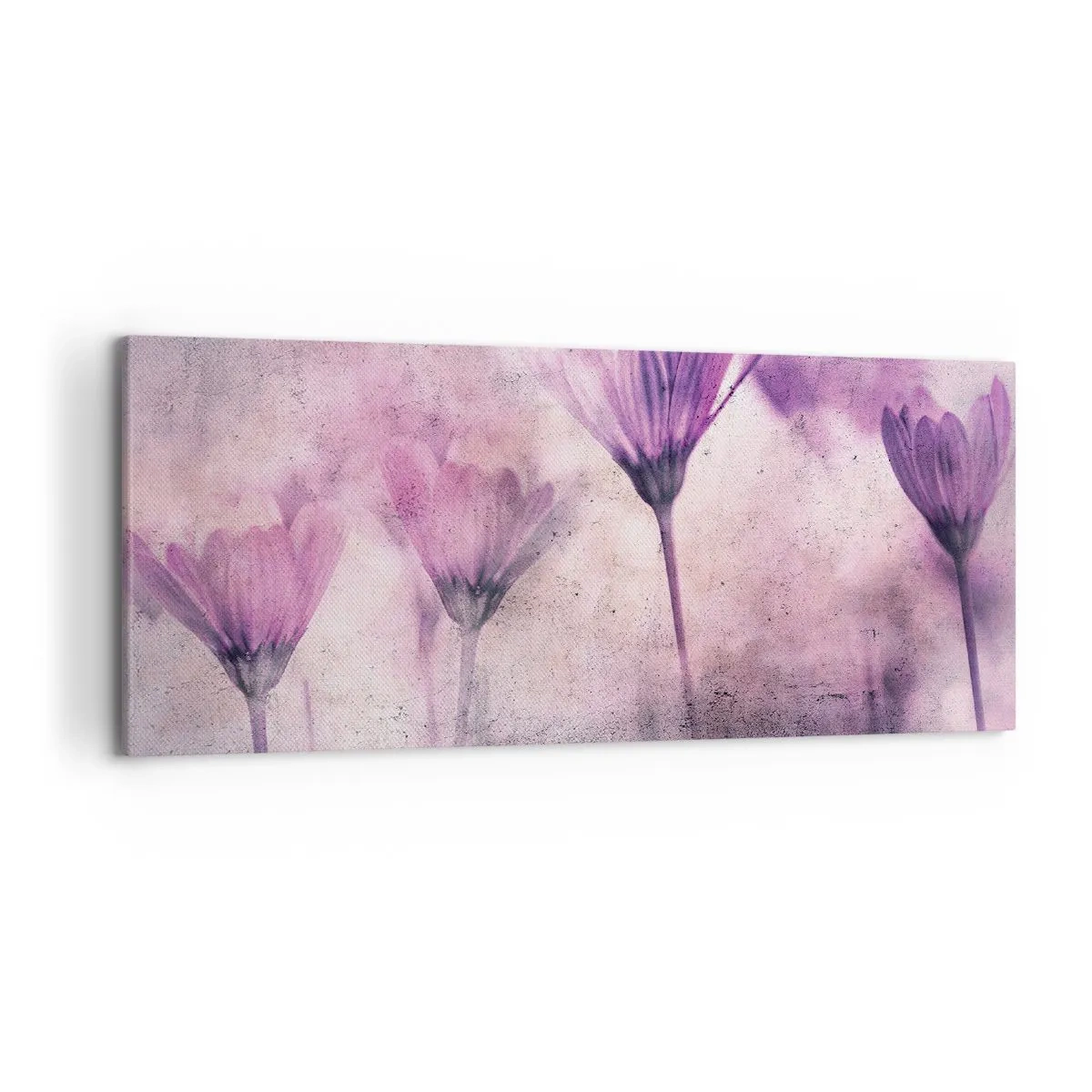 Quadro su tela - Stampe su Tela - Delicati fiori nelle tonalità del viola su uno sfondo chiaro - 120x50cm - Il sogno dei fiori - Decorazione murale moderna per soggiorno e camera da letto ARTTOR