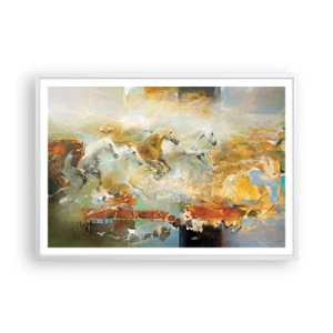 Poster in cornice bianca - Al galoppo attraverso la luce - 100x70 cm