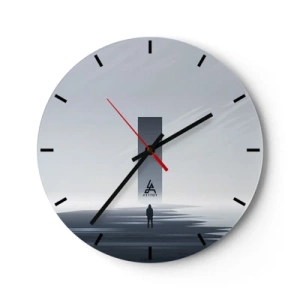 Orologio da parete - Orologio in Vetro - Un paesaggio minimalista con una figura e una forma geometrica - 30x30cm - Opportunità o minaccia? - Decorazione murale moderna per soggiorno, cucina e camera da letto ARTTOR