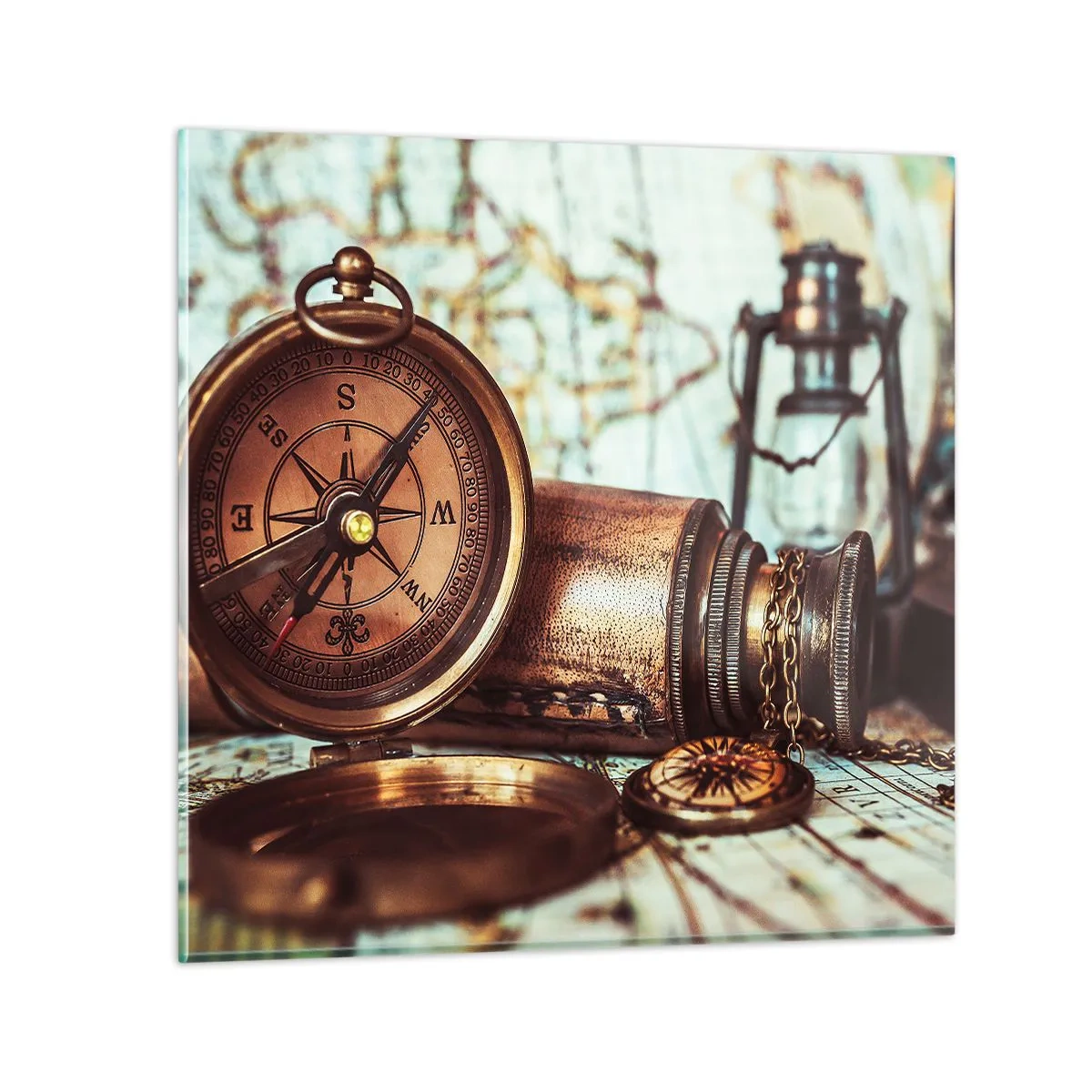 Quadro su vetro - Ti aspetta l'avventura dei pirati dei Caraibi - 30x30 cm