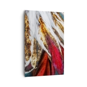 Quadro su tela - Stampe su Tela - Primo piano di piume multicolori dai colori vivaci e intensi - 80x120cm - I misteri del volo - Decorazione murale moderna per soggiorno e camera da letto ARTTOR