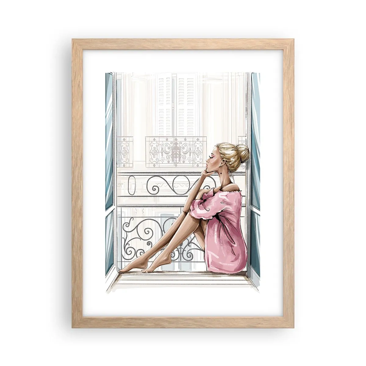 Poster in cornice rovere chiaro - Mattino parigino - 30x40 cm