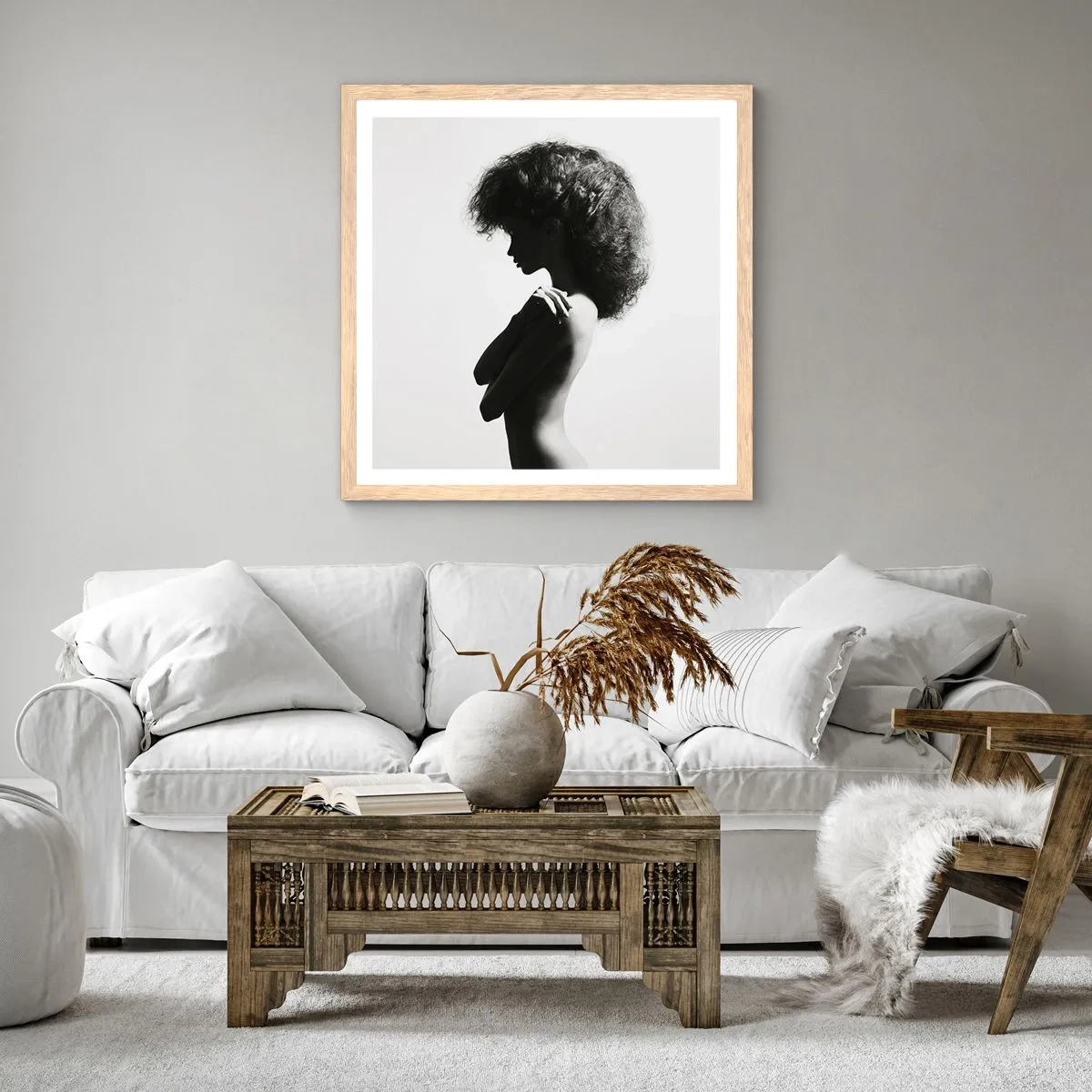 Poster in cornice rovere chiaro - Come un fiore su un gambo snello - 60x60 cm