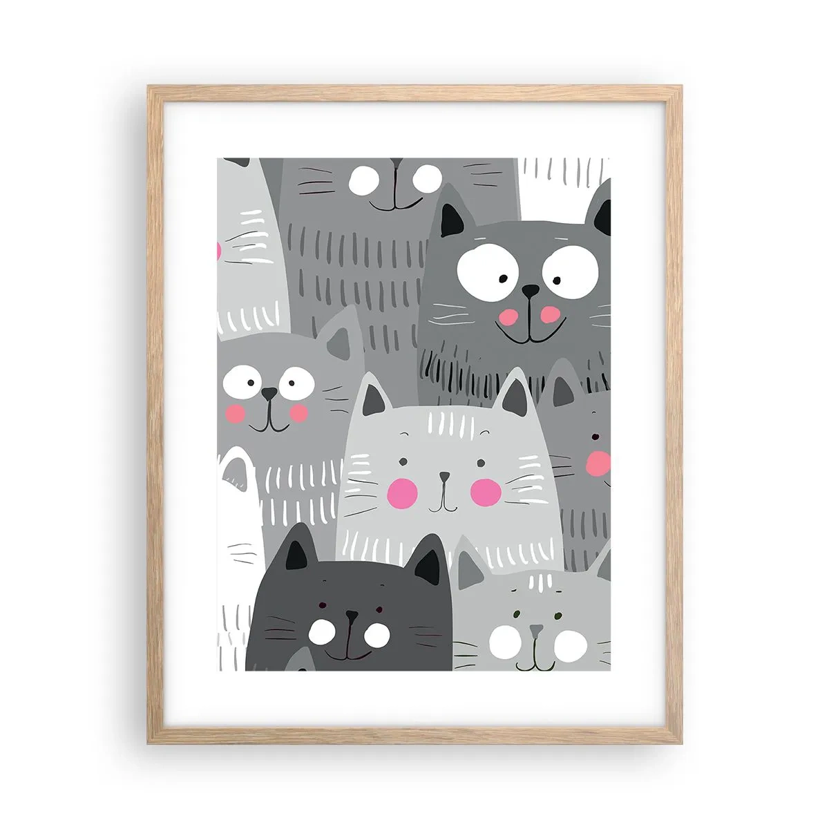 Poster in cornice rovere chiaro - Il mondo dei gatti - 40x50 cm