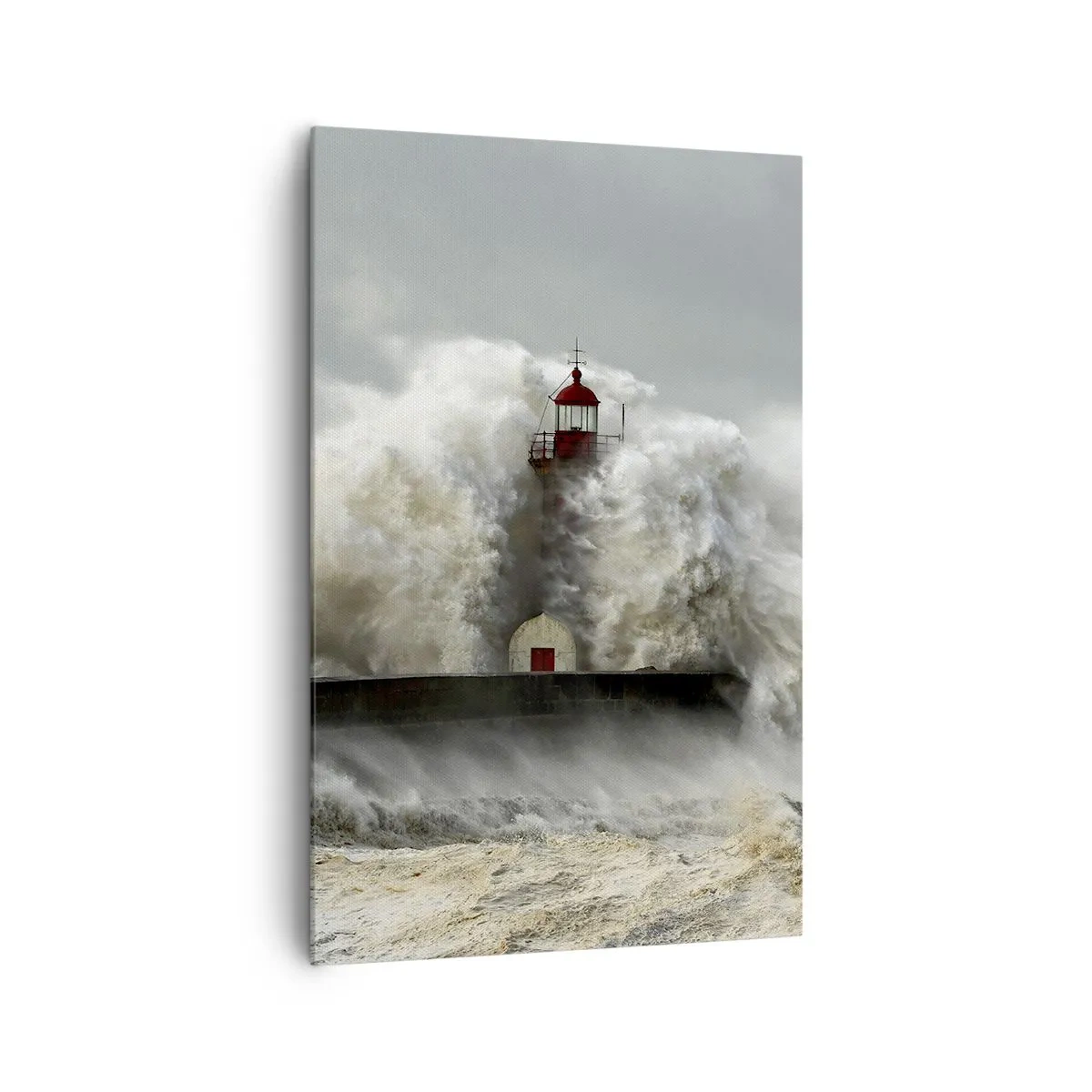 Quadro su tela - Stampe su Tela - Un faro circondato da onde agitate durante una tempesta - 80x120cm - L'ira dell'oceano - Decorazione murale moderna per soggiorno e camera da letto ARTTOR