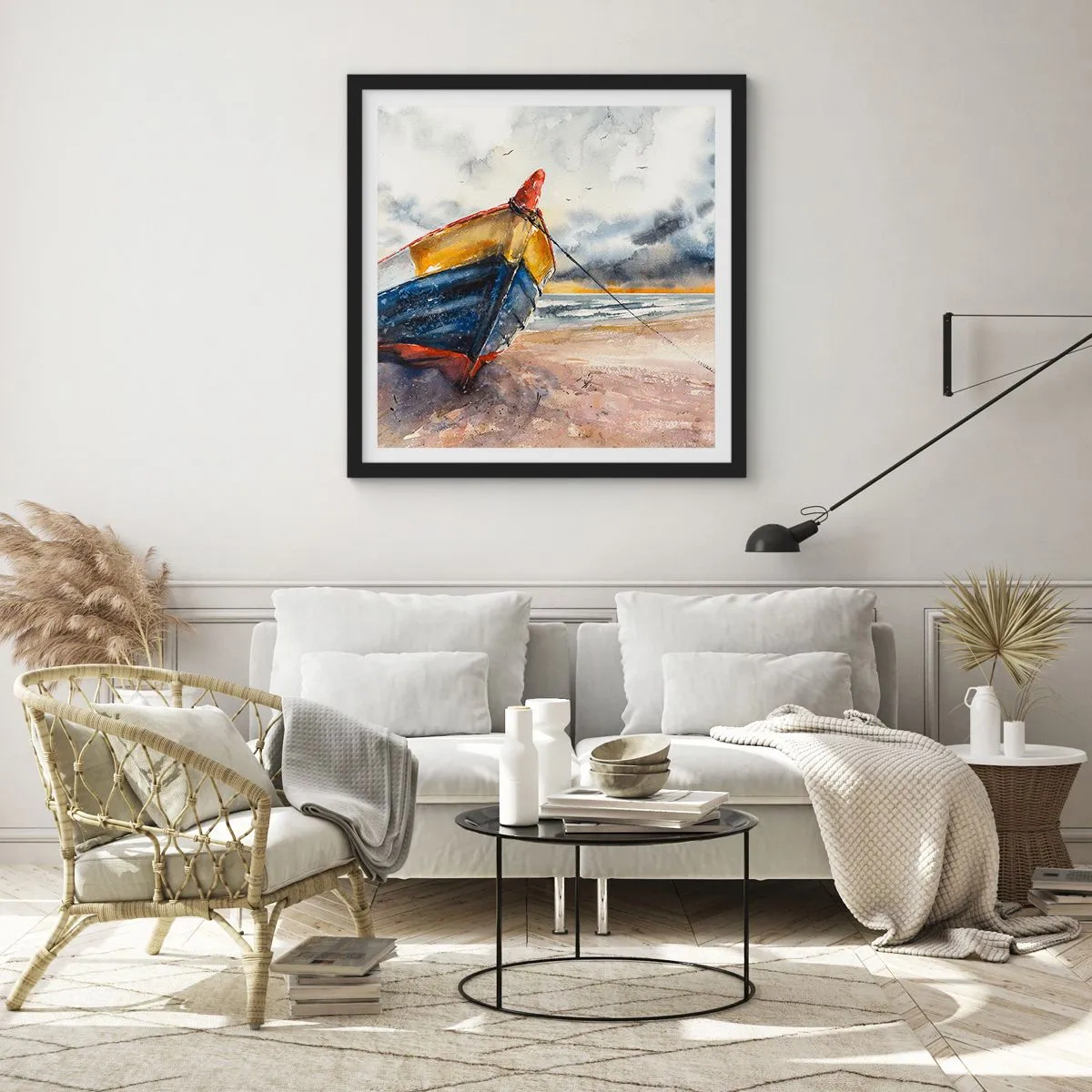 Poster in cornice nera - Riposo sulla riva - 60x60 cm