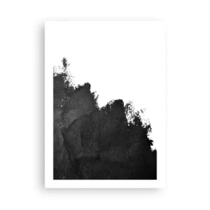 Poster - Astrazione minimalista con un accento nero su sfondo bianco - 50x70cm - Gli elementi: la terra - Decorazione murale moderna per soggiorno e camera da letto ARTTOR