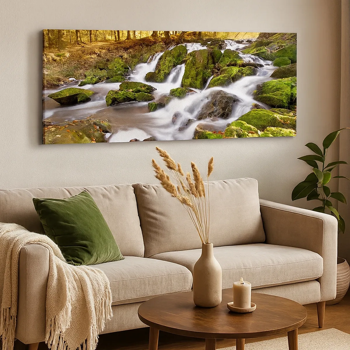 Quadro su tela - Stampe su Tela - Rapido nel bosco autunnale - 30x30 cm