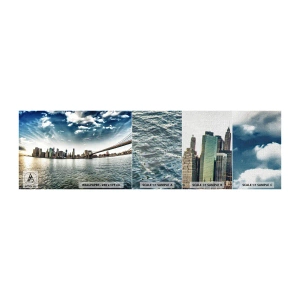 Campione di Fotomurale Premium Canvas - L'isola di vetro - Città, New York, Architettura - 100x30 cm