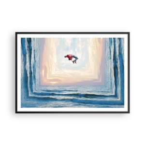 Poster in cornice nera - Salto surreale sul mare nella cornice - 100x70cm - In un'altra dimensione - Decorazione murale moderna per soggiorno e camera da letto ARTTOR