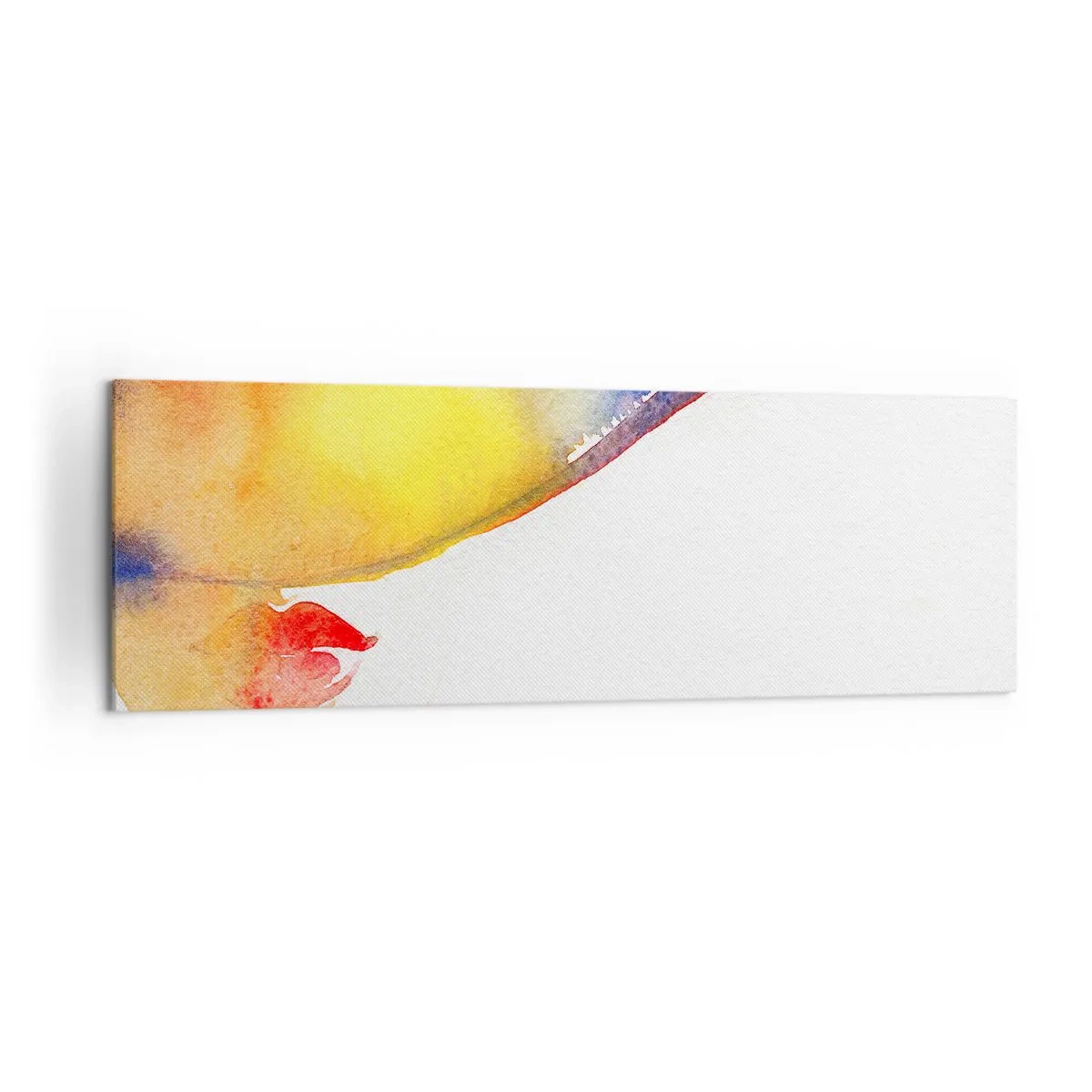 Quadro su tela - Stampe su Tela - Un dipinto ad acquerello minimalista raffigurante il profilo di una donna con un cappello colorato. - 160x50cm - Ritratto di donna - Decorazione murale moderna per soggiorno e camera da letto ARTTOR