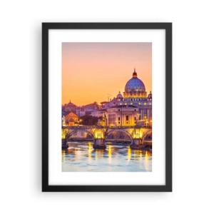Poster in cornice nera - Tramonto sulla Città Eterna - 30x40 cm