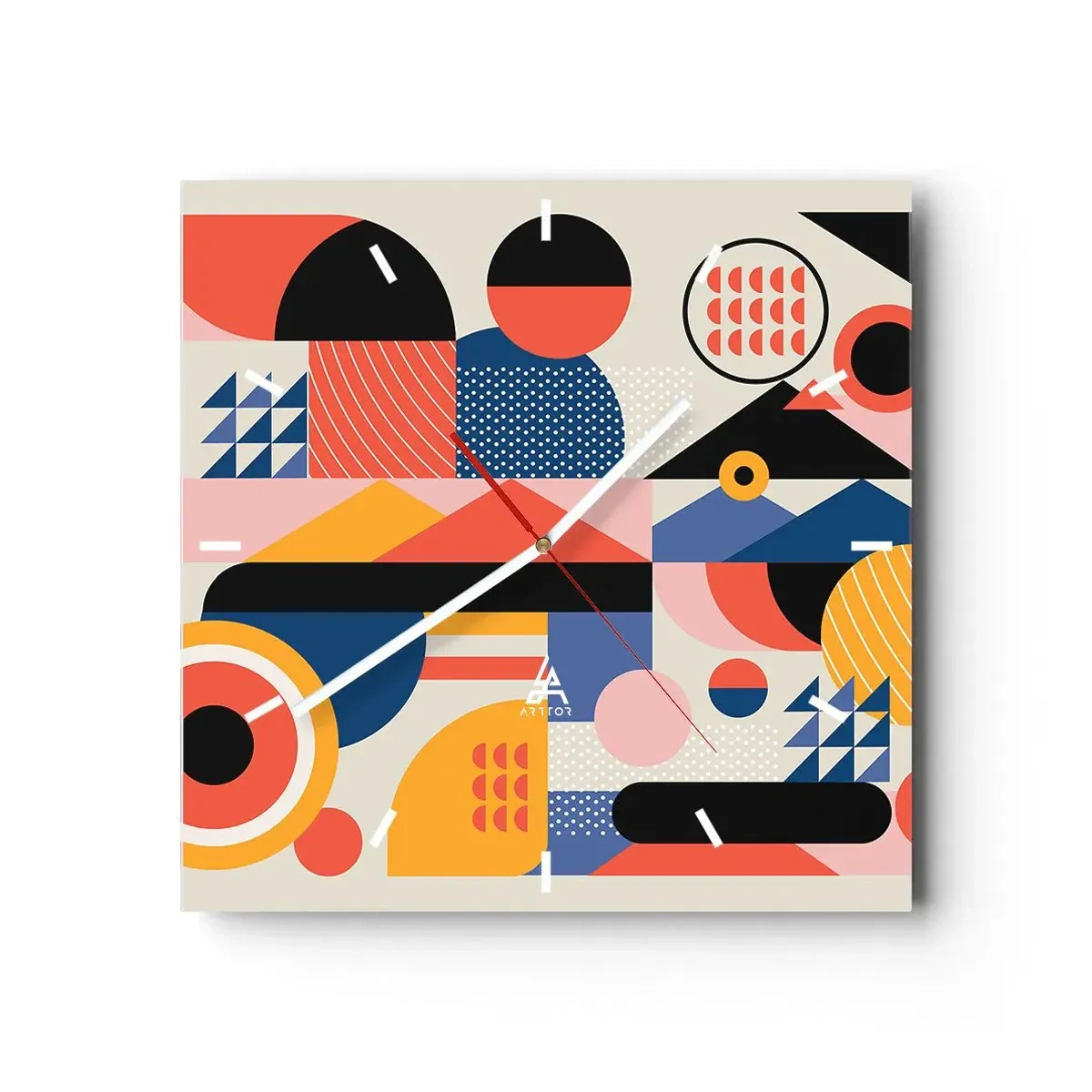 Orologio da parete - Orologio in Vetro - Composizione: divertiti - 40x40 cm