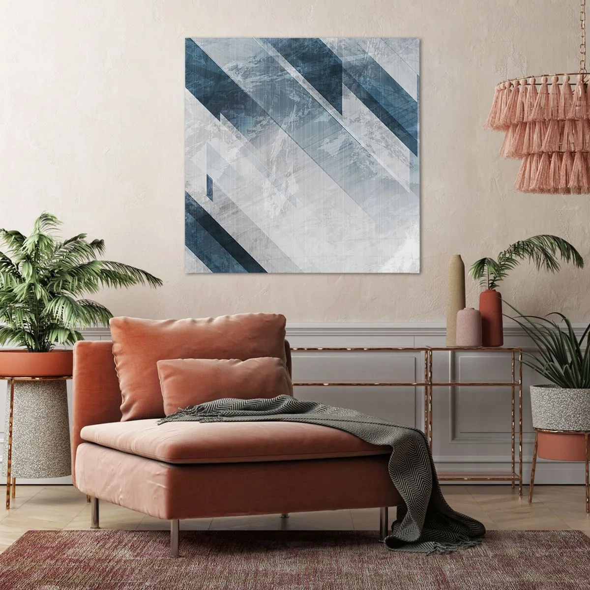 Quadro su tela - Stampe su Tela - Composizione spaziale: movimento in grigio - 40x40 cm