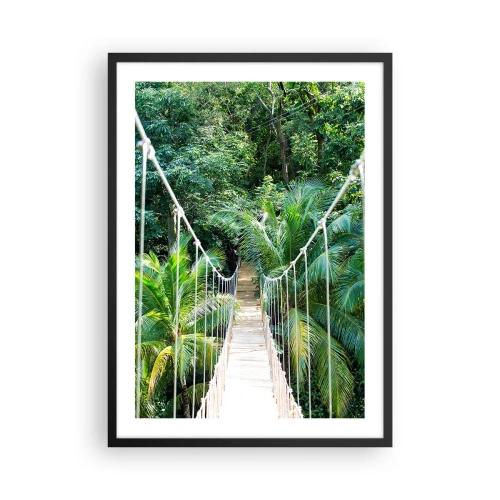 Poster in cornice nera - Un ponte sospeso in una foresta pluviale tropicale - 50x70cm - Welcome to the jungle! - Decorazione murale moderna per soggiorno e camera da letto ARTTOR