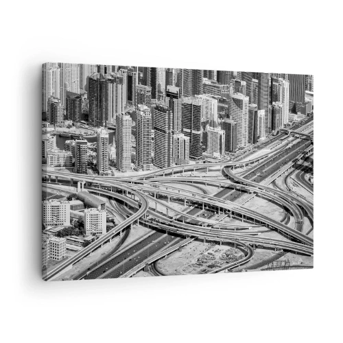 Quadro su tela - Stampe su Tela - Una vista a volo d'uccello di Dubai - 70x50cm - Dubai - città impossibile - Decorazione murale moderna per soggiorno e camera da letto ARTTOR