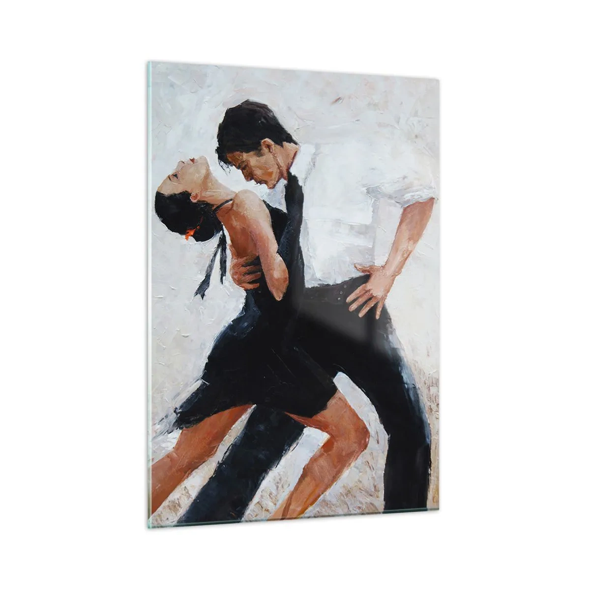Quadro su vetro - Una coppia che balla il tango in una posa dinamica - 50x70cm - Il tango dei miei sogni - Decorazione murale moderna per soggiorno e camera da letto ARTTOR