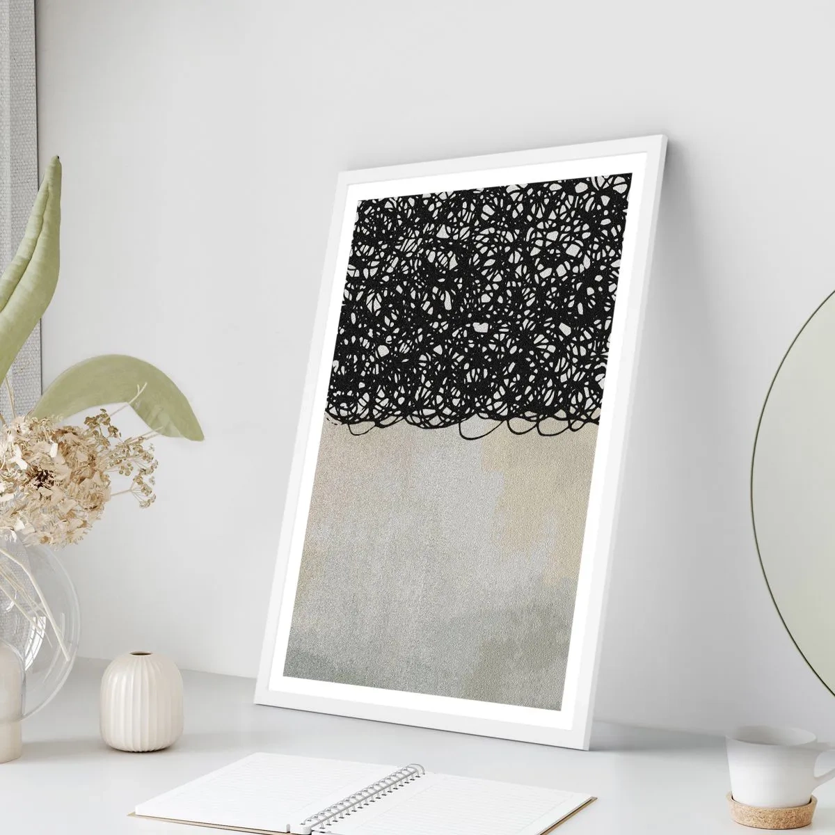 Poster in cornice bianca - Astrazione aggrovigliata - 70x100 cm