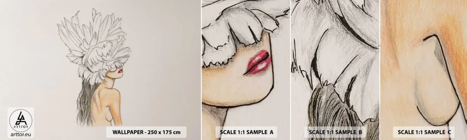 Campione Di Fotomurale Standard Eco - Bellezza coronata - Astrazione, Donna, Corpo - 100x30 cm