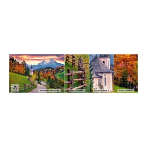 Campione di Fotomurale Adesivo Deluxe Sticker - Un paesaggio come dipinto - Paesaggio montano, Sentiero, Chiesa - 100x30 cm
