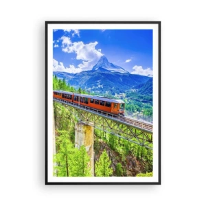 Poster in cornice nera - Ferrovia alpina - 70x100 cm