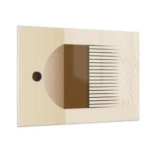 Quadro su vetro - Astrazione beige e marrone con forme e linee geometriche - 100x70cm - Diversi stati - Decorazione murale moderna per soggiorno e camera da letto ARTTOR