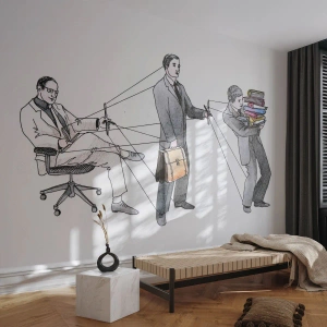 Fotomurali Standard Eco - La gerarchia del potere nell'illustrazione satirica - 100x70cm - Ognuno ha il suo padrone - Decorazione murale moderna per soggiorno e camera da letto ARTTOR