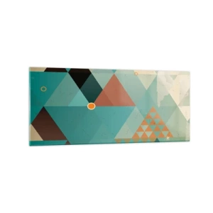 Quadro su vetro - Motivi geometrici nei toni del turchese e del marrone - 120x50cm - Unità della molteplicità, molteplicità dell'unità - Decorazione murale moderna per soggiorno e camera da letto ARTTOR