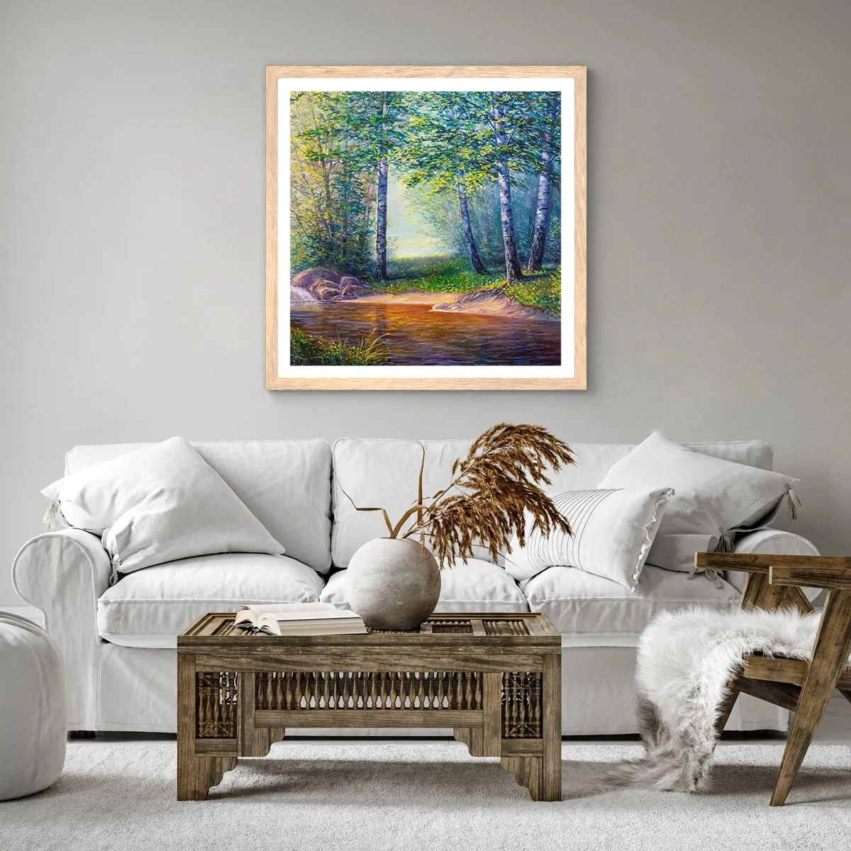 Poster in cornice rovere chiaro - Scena di beatitudine - 30x30 cm