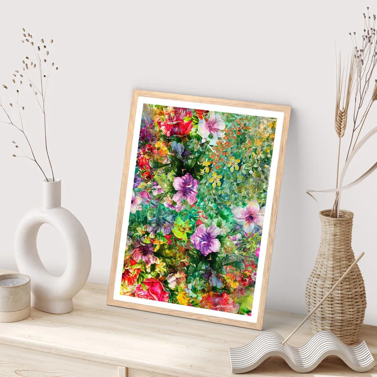 Poster in cornice rovere chiaro - Perdersi nei fiori - 40x50 cm