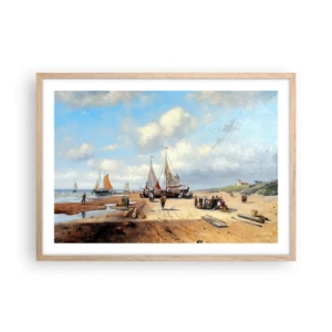 Poster in cornice rovere chiaro - Dopo una buona pesca - 70x50 cm