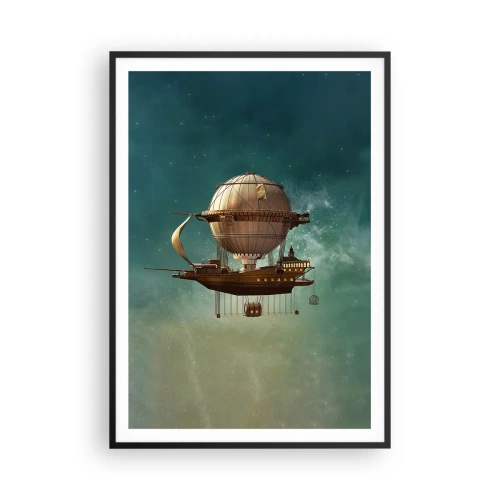 Poster in cornice nera - Saluti da Jules Verne - 70x100 cm