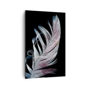Quadro su tela - Stampe su Tela - Una piuma delicata su uno sfondo nero in un approccio artistico - 80x120cm - Pensa al tocco - Decorazione murale moderna per soggiorno e camera da letto ARTTOR