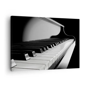 Quadro su tela - Stampe su Tela - Tasti del pianoforte in un'elegante ripresa in bianco e nero - 70x50cm - Armonia di forme e colori - Decorazione murale moderna per soggiorno e camera da letto ARTTOR