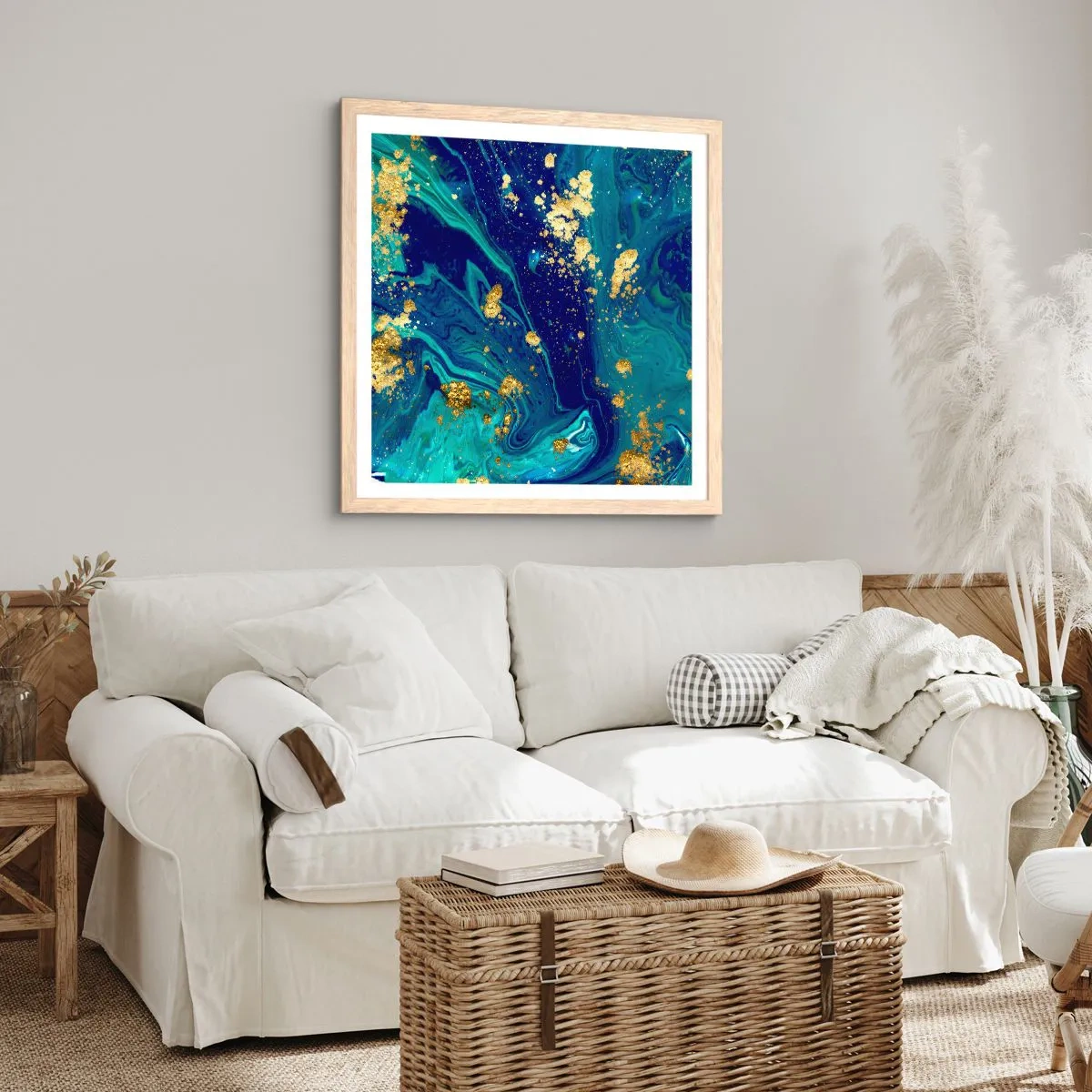 Poster in cornice rovere chiaro - Petali di sole - 40x40 cm