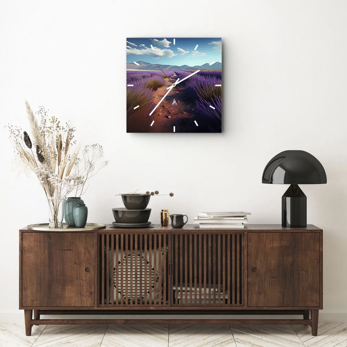 Orologio da parete - Orologio in Vetro - Campi profumati - 40x40 cm