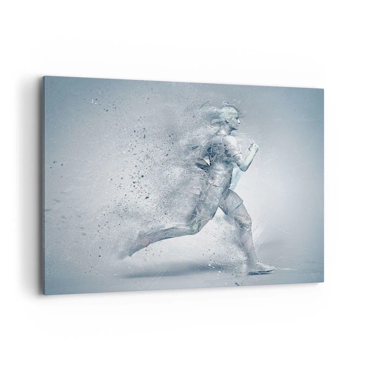Quadro su tela - Stampe su Tela - Una figura dinamica che corre in uno stile astratto - 100x70cm - Energia pura come un cristallo - Decorazione murale moderna per soggiorno e camera da letto ARTTOR