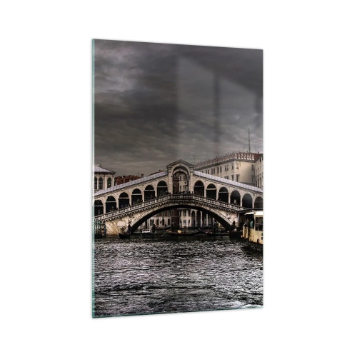 Quadro su vetro - Ponte di Rialto a Venezia sul Canal Grande, architettura classica. - 70x100cm - Promessa di una sera a Venezia - Decorazione murale moderna per soggiorno e camera da letto ARTTOR