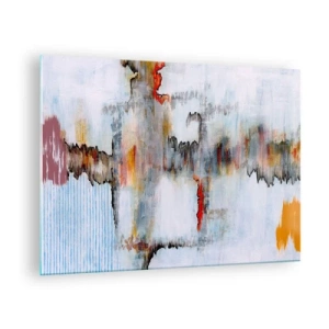 Quadro su vetro - Composizione astratta con colori energici - 70x50cm - Scritto sull'acqua - Decorazione murale moderna per soggiorno e camera da letto ARTTOR