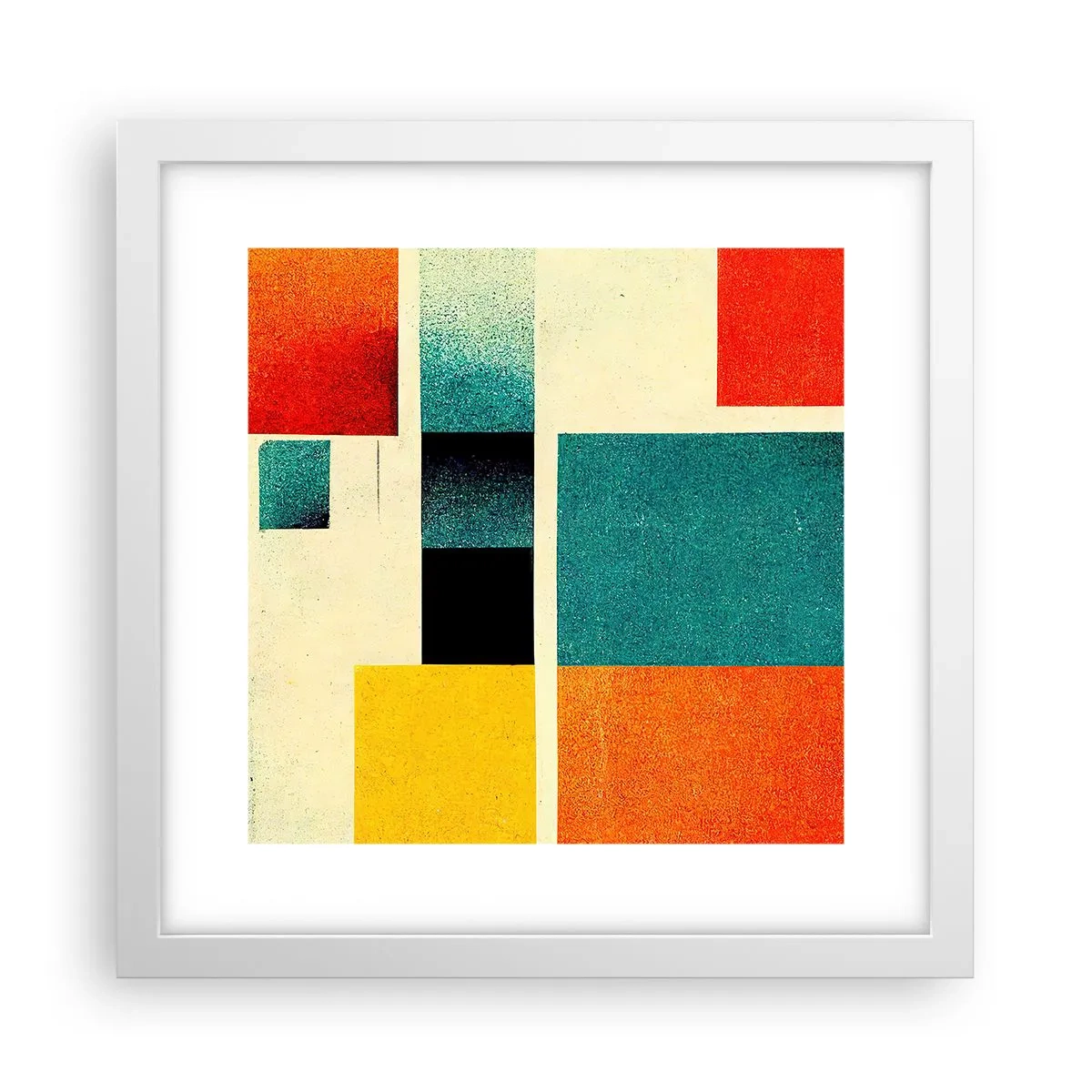 Poster in cornice bianca - Astrazione geometrica: energia buona - 30x30 cm