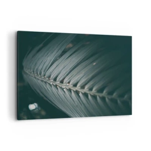 Quadro su tela - Stampe su Tela - Primo piano di un dettaglio di una foglia di palma dai toni scuri - 120x80cm - La precisione della natura - Decorazione murale moderna per soggiorno e camera da letto ARTTOR