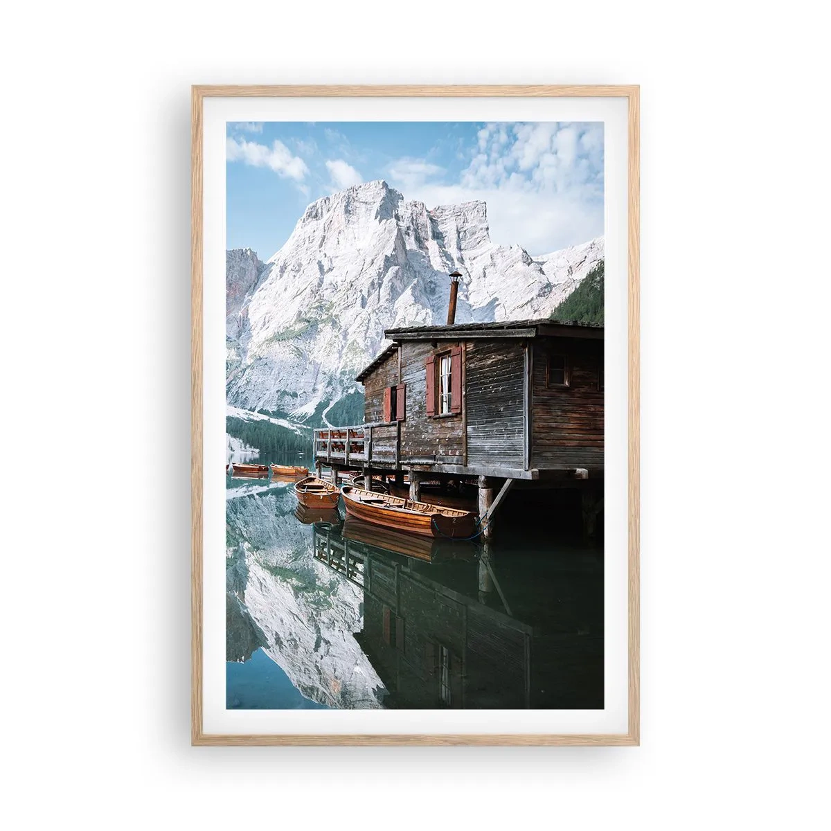 Poster in cornice rovere chiaro - Mattina cristallina sui monti - 61x91 cm