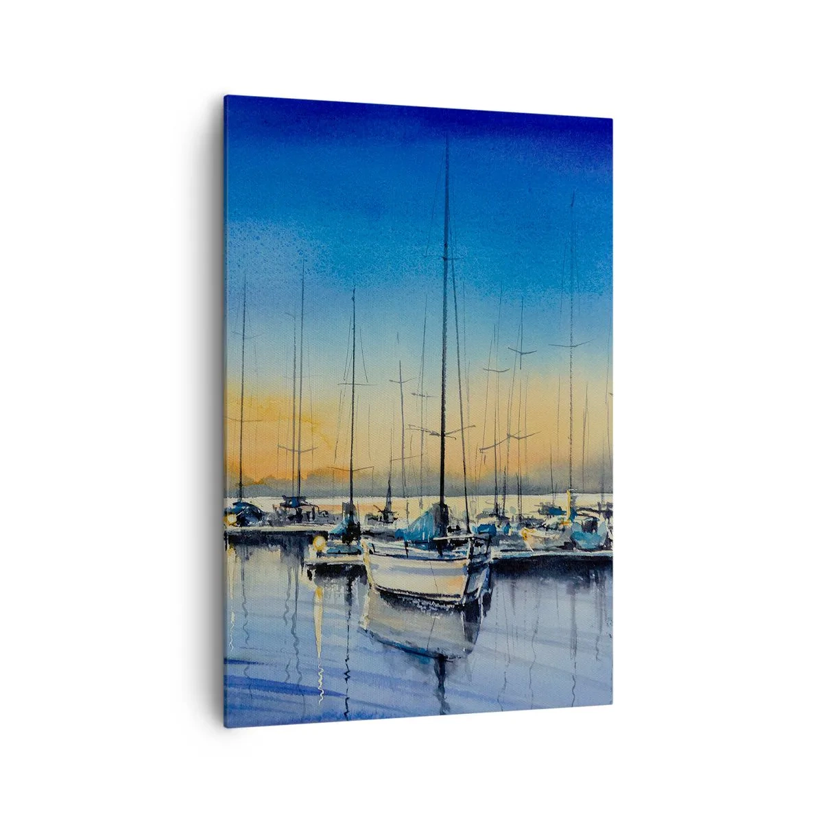 Quadro su tela - Stampe su Tela - Porto degli yacht al tramonto con riflessi sull'acqua - 70x100cm - La fine di una buona giornata - Decorazione murale moderna per soggiorno e camera da letto ARTTOR